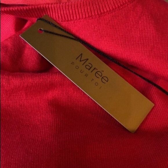 Maree Pour Toi Red Scalloped Hem Sweater NWT Plus Size 12/14 Soft Knit Holiday - Picture 7 of 9